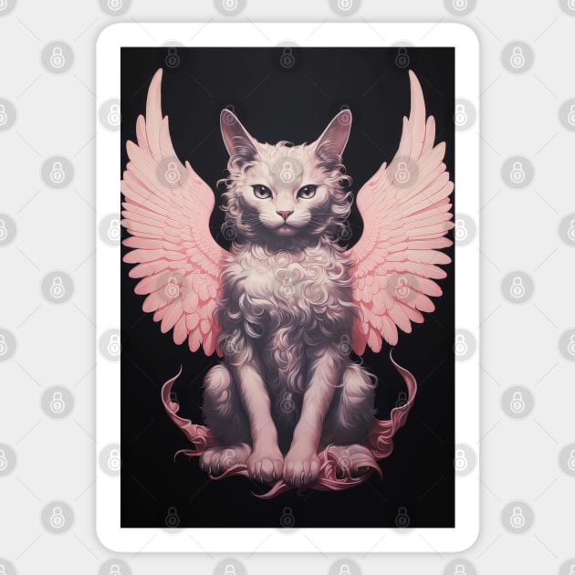 Cherub Cat Angel Poster Sticker by Juka